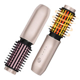 Cordless Hair Curling Iron Brush, Travel Curl Brush, 3-in-1 Portable Curling Iron Cordless, Plasma Thermal Hair Brush, 7000mAh U