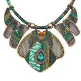 Ethnic Style Chunky Colorful Collar Festival Tribal Beaded Boho Choker Costume Necklace for Women Gift (green 2#)