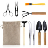 9PCS Basic Bonsai Tools Set, Bonsai Tree Kit Mini Garden Tools Includes Pruning Shears, Mini Rake, Fold Scissors and More