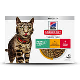 Hill's Science Diet Perfect Weight, Adult 1-6, Weight Management Support, Wet Cat Food, Variety Pack: Liver & Chicken Minced; Ch