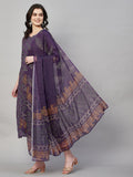 Gosriki Women'S Rayon Floral Printed Straight Kurta With Pants & Dupatta (Shank-Purple-Nw-Gs_Xl_Purple_X-Large),Purple,,B0CR3WM7ZY