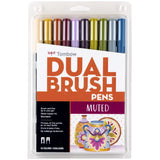Tombow 56186 Dual Brush Pen Art Markers, Muted, 10-Pack. Blendable, Brush and Fine Tip Markers