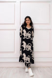 Gosriki Women'S Cotton Blend Straight Animal Printed Kurta With Pant (Lanka Black-Gs_Xxl_Black_Xx-Large),Black,2,B0D3QS6Y26