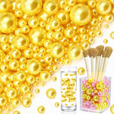 Towenm 2300PCS No Hole Pearl Beads for Vases Filler, Floating Pearls for Centerpieces Vases, Mix Sizes Faux Round Gold Pearls fo