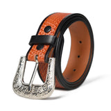 Mahetri Classic Western Genuine Leather Belt (Upto 44) With Stylish Black Border | Designer Heavy Buckle | Adjustable Fit (44)