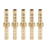 X AUTOHAUX 5mm Brass Barb Hose Fitting Straight Union Connector for Air Water Gas Oil 5pcs