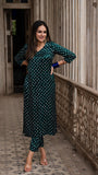 Anni Designer Women'S Rayon Blend Straight Bandhani Printed Kurta With Pant (Prantika Green_M_Green_Medium),Green,M,,,