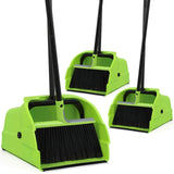 (3PK) Jumbo Commercial Broom and Dustpan Set with Large Standing Scoop Dustpan and Heavy Duty Broom, Long Handle, for Indoor/Out