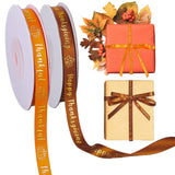 Whaline 2 Rolls Fall Ribbons 30 Yards Thanksgiving Pumpkin Maple Leaves Gold Satin Ribbon Orange Brown Fabric Craft Ribbon for B