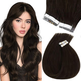 Sunny Hair Tape in Hair Extensions Real Human Hair Invisible Remy Hair Extensions Tape ins for Women Dark Brown 28 inch 20Pcs 50