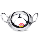 EURO style Stainless Steel Deep Kadhai ISI Mark Certified 16Gauge Heavy Steel Extra Thick Kadai 3L Capacity, 26CM Dia, Big,