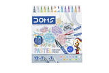 Doms Super Soft Tip Pastel Shades Brush Pen Set | 12 Pastel Shades + 1 Silver Shade + 1 Blender | Ideal For Doodling, Illustrati