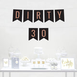 Festiko Dirty 30 Banner, 30th Birthday Party Decorations, Rose Gold Black Glitter Birthday Bunting