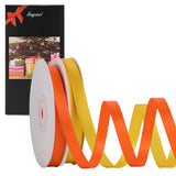 LIUYAXI 2 Rolls Yellow & Torrid Stain Ribbon,3/8 Inch x Continuous 25 Yards Each Rolls, Total 50 Yards, Double Faced Crafts Ribb