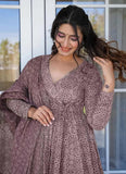 Anni Designer Women'S Rayon Viscose Anarkali Printed Kurta With Palazzo & Dupatta (Sinners Purple-Vks01_Xxl_Purple_Xx-Large),Purple,2XL,,,