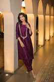 Anni Designer Women'S Rayon Blend Straight Embroidered Kurta With Pant (Galiyara Wine_S_Wine_Small),Wine,S,,,