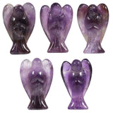 mookaitedecor Set of 5 Amethyst Crystal Angel Figurines, 1.5 inch Mini Guardian Angel Statue Carving Pocket Stone Sculpture for