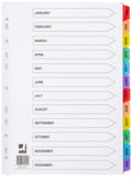 Q-Connect Multi-Punched January-December Reinforced Multi-Colour A4 Index Pre-Printed Tabs KF01524
