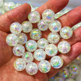 Qingxii Decorr Mixed Lots Shiny AB Color Acrylic Crackle Bead DIY Beading Hairband Bracelets Necklace Craft Embelishment (White-