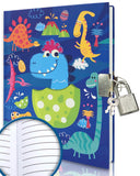 Boys Diary with Lock for Kids, 7x5.25 Inches 160 Lined Pages Secret Blue Dinosaur Notebook for Kids Journal with Lock for Boys P