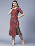 Gosriki Women'S Cotton Blend Printed Straight Kurta With Pant (Slksw-Multi-Gs_M_Multi_Medium) Multicolour,Multicolour,,B0BR18RRM1