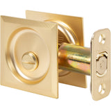 Stone Harbor Hardware Contemporary Square Pocket Door Lock, Privacy Function, 2-3/8 Backset, Satin Brass