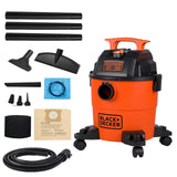 BLACK+DECKER Shop Vacuum Wet and Dry, 4 Gallon 3-in-1 Portable Shop Vac with Accessories, Workshop, Garage, Home and Car Vacuum