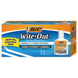 BIC WiteOut Brand Quick Dry Correction Fluid, 20 ml, White, 12Count