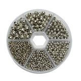 Chenkou Craft 1Box 1950pcs Assorted of 6 Sizes Metal Tinny Spacer Beads Jewelry Making Supplies (Chrome, Mix)
