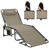 KingCamp Lounge Chair Outdoor, Folding Portable Tanning Chairs Comfy Adjustable 5-Position Lay Flat Foldable Chaise Chaser Loung