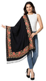 Soul Essence Womens Woollen Kashmiri Embroided Stole (Vch20171, Black, Free Size)