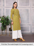 Rangita Mustard Cotton Knee Length Printed Straight Kurti For Women | Kurta For Women_S Mustard S 679716218804