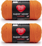 Red Heart Super Saver Jumbo Pumpkin Yarn 2 Pack of 396g/14oz Acrylic 4 Medium (Worsted) 744 Yards Knitting/Crochet