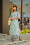 Gosriki Women'S Rayon Viscose A-Line Printed Kurta With Pant (Kopek Green-Gs_Xl_Green_X-Large),Green,,B0DZ2T2GFN