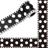 Whaline 32.8 Ft Dot Bulletin Board Borders Black White Dot Die-Cut Rolled Border Trim for Back to School Classroom Office Chalkb
