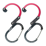 GEAR AID HEROCLIP Carabiner Gear Clip and Hook (Medium) for Camping, Backpack, and Garage Organization, Black and Red, 2 Pack