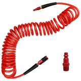 Hromee 1/4 in x 25 ft Polyurethane Recoil Air Hose with Bend Restrictors Compressor Hose with 1/4 Industrial Universal Quick Cou
