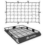 ARKSEN 64 x 50 x 6 Inch Universal Extra Wide 250LB Heavy Duty Roof Rack Cargo with Cargo Net, Car Top Luggage Holder Carrier Bas