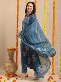 Gosriki Women'S Rayon Blend Straight Printed Kurta With Pant & Dupatta (Jimny Blue-Vks03-Gs_M_Blue_Medium),Blue,,B0DK9QJ5MB