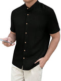 Toplot Men'S Solid Regular Fit Shirt (Popcorn-Mandarin-5210-Black-Xxl_Black,Black,2,B0DK529SLQ