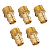 (Pack of 5) EFIELD Pex A Full Flow Expansion Brass Fitting 1/2x 1/2 Male NPT Adapter, ASTM F1960