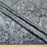 Brocade Scroll Velvet Fabric, 58 Inch in Width, Ideal Embossed Material for Home D cor Charcoal Sample 3x3 Inch