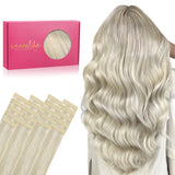 WENNALIFE Tape in Hair Extensions Human Hair, 20pcs 50g 24 inch Ash Blonde Highlighted Platinum Blonde Remy Hair Extensions Stra