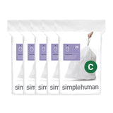 simplehuman Code C 100 Count, Genuine Custom Fit Liners, Drawstring Trash Bags in Dispenser Packs, 1012 Liter / 2.63.2 Gallon,