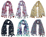 Fusfus WomenS Printed Chiffon Scarves And Stoles, Free Size(Multicolour, Fs1403) Pack Of 6 (Multicolor3)