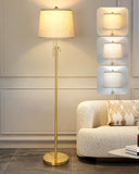 Gold Floor Lamp for Living Room 55-65 Adjustable Modern Brass Standing Lamp with Pull Chain Tall Pole Light with Beige Shade for