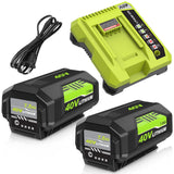 2Pack 7500mAh Ultra High Capacity Replacement for Ryobi 40 Volt Battery and OP401 Charger Compatible with Ryobi 40v Battery OP40