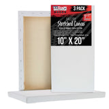 U.S. Art Supply 10 x 20 Gallery Depth 11/2 Profile Stretched Canvas 3Pack Acrylic Gesso Triple Primed 12Ounce 100% Cotto