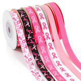 DECYOOL 6 Rolls Breast Cancer Awareness Ribbons, 60 Yards 10 mm Wide Pink Grosgrain Ribbon Hope Bow Wreath Ribbon for Women Gift