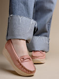 Shoetopia Bow Detailed Cream Loafers For Women & Gilrs /Eu40,Peach,7,B0F6TV9TT9